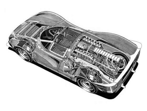 Ferrari P4 technical cutaway