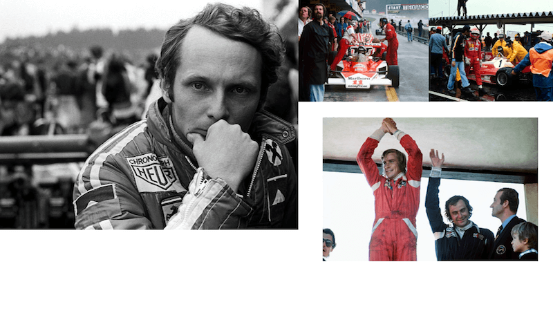 Niki Lauda and James Hunt rivalry collage