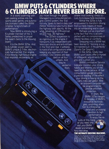 BMW E30 Print ad for a 6-cylinder model