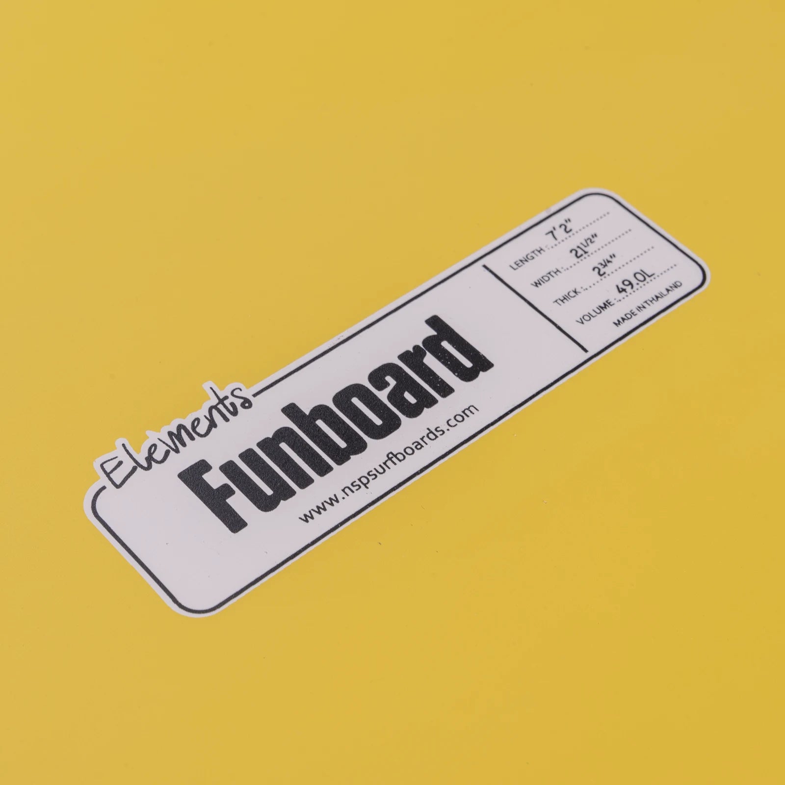 NSP funboard elements dimensions