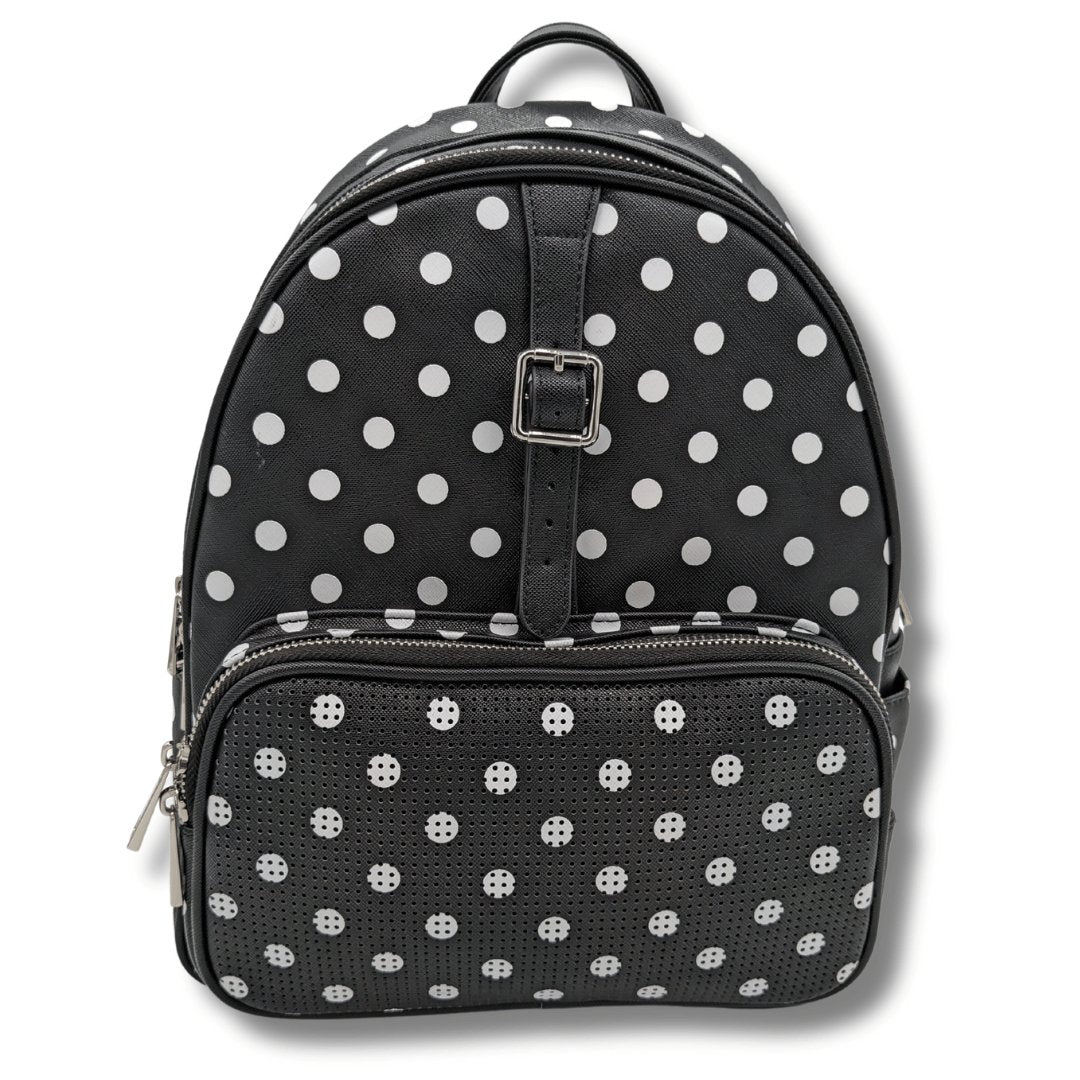 Rope Drop Backpack - Black with White Polka Dots - Designer Park Company product image