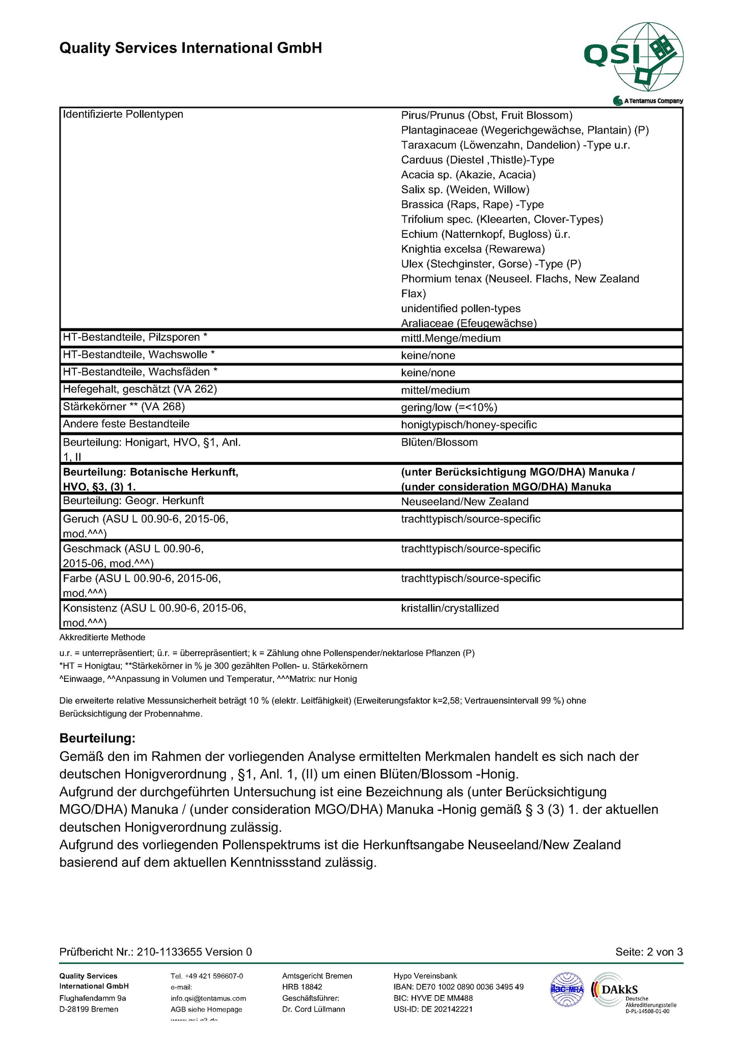 manuBee MGO 400 Pollenanalyse-Herkunftsnachweis Seite 2