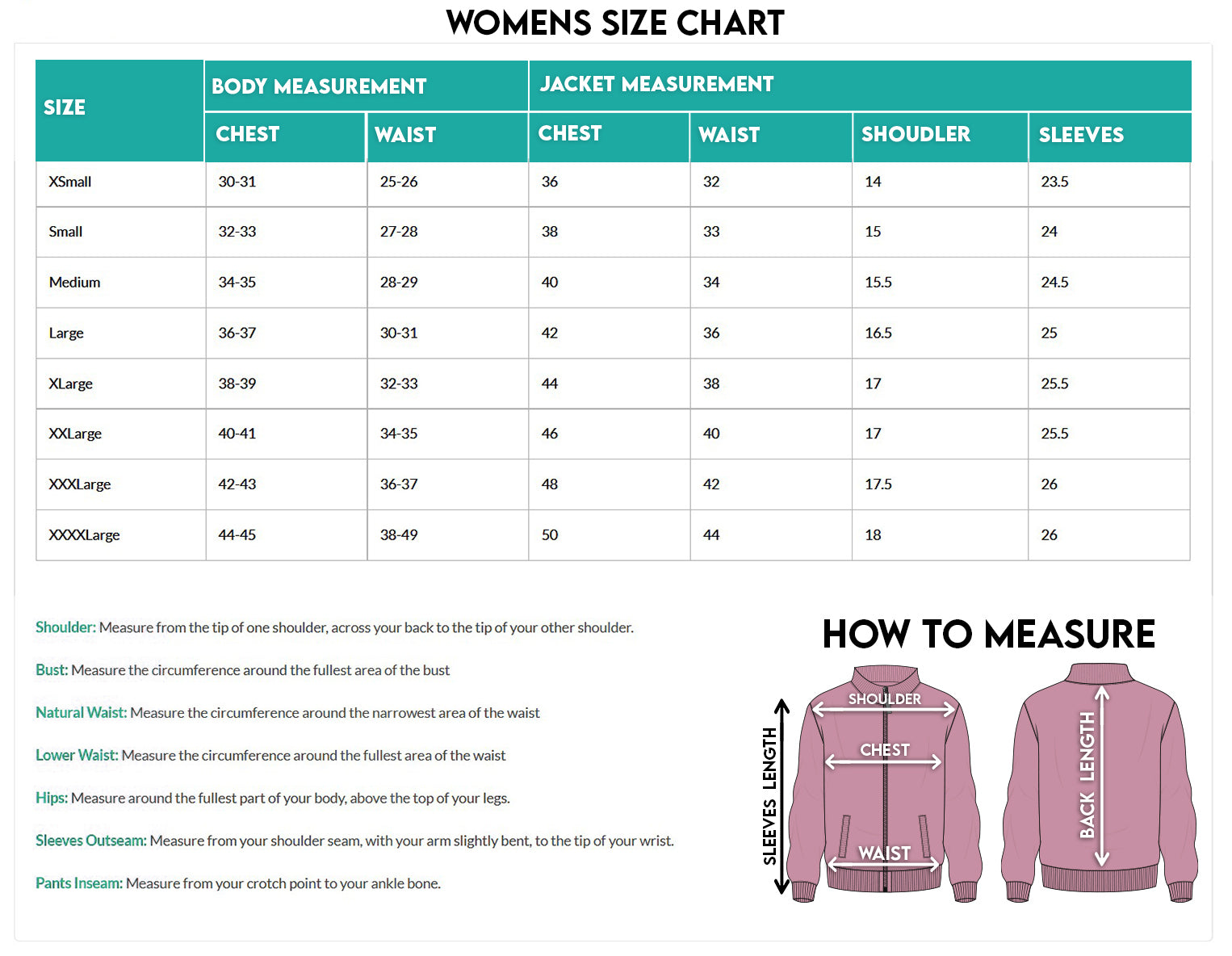 womens size chart
