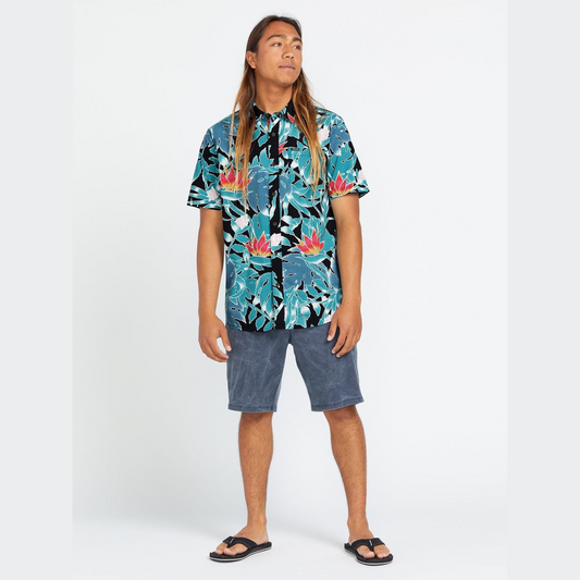 VOLCOM - LEAF PIT FLORAL SS - BLACK