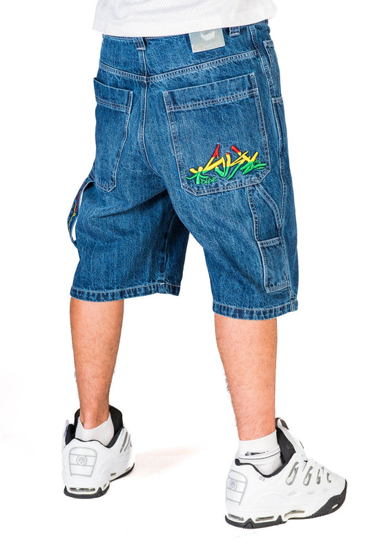 BLUESKIN JEANS BAGGY SHORT SCRITTA RASTA R.RASTA-C DNMB 91A