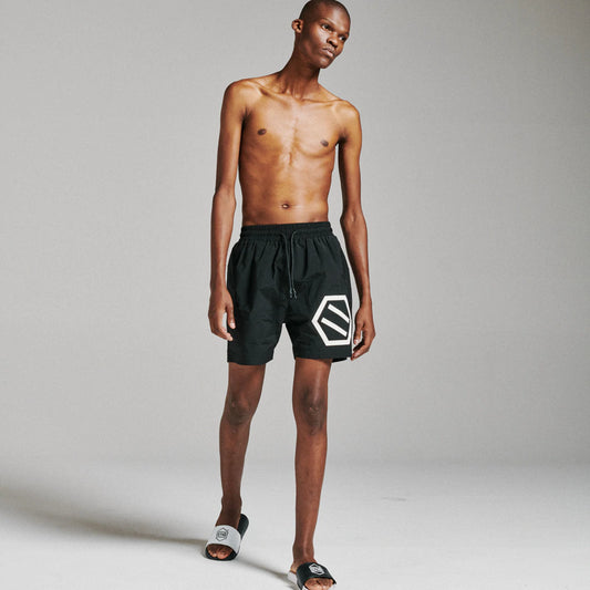 DOLLY NOIRE - Hexagon Logo Swimshorts Black