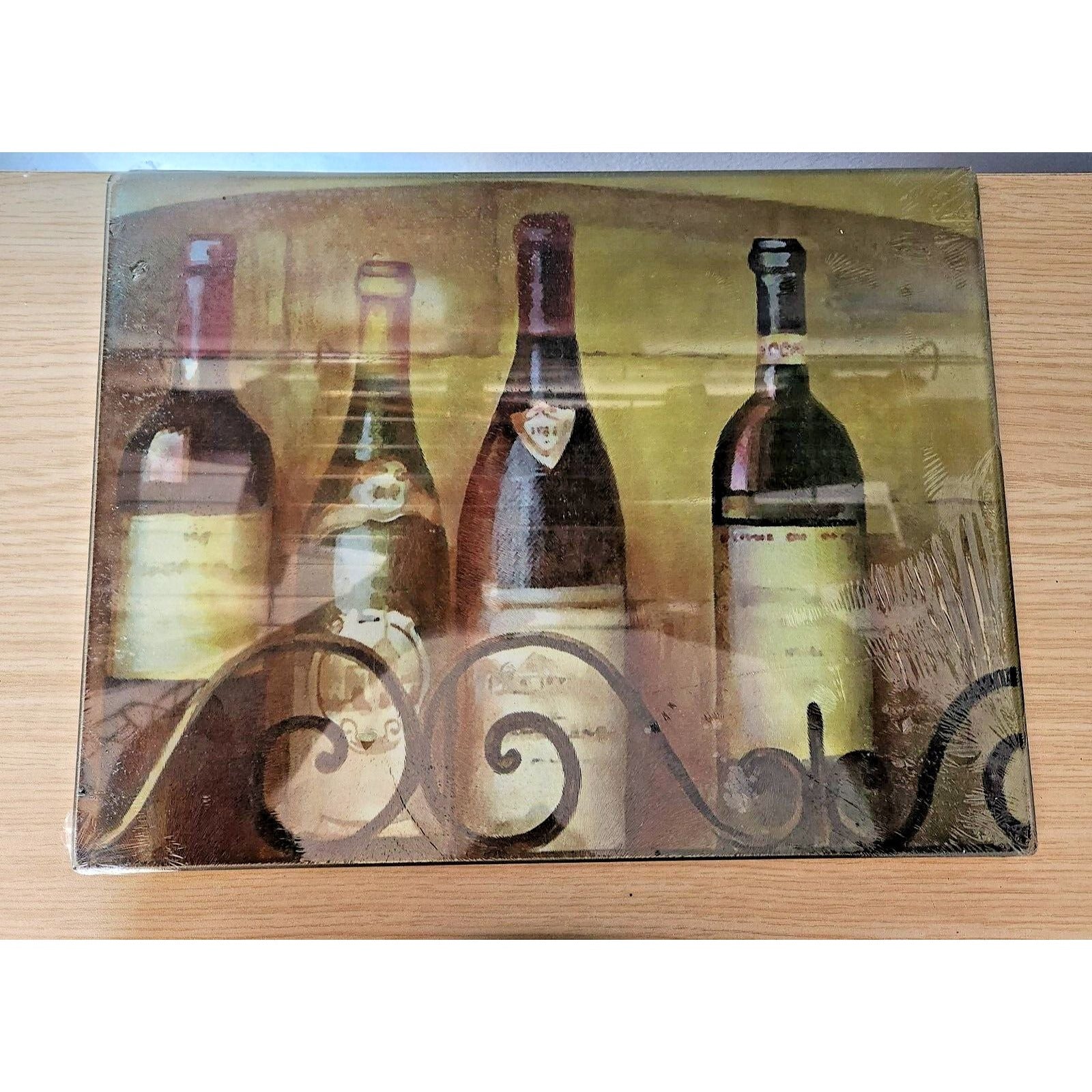 Anchor Tempered Glass Cutting board Wine Bottles 14 " x 8 "
