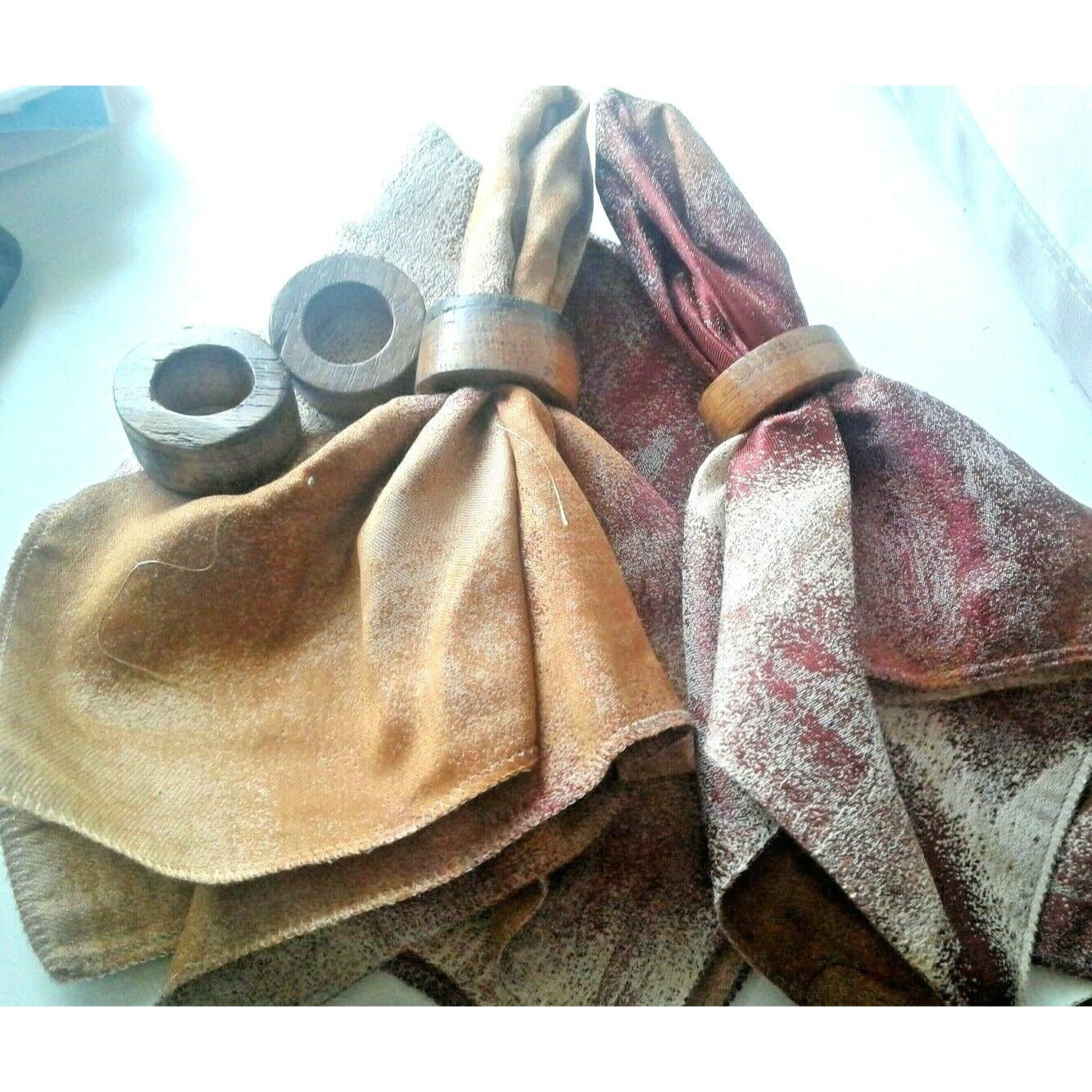 Cloth Napkins Wood Holder Opulenza Cotton / Polyester Blend Cream Red 16" x 16"
