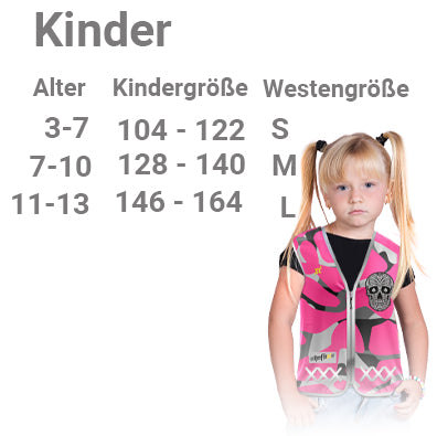 Warn-, Reflektorweste für Kinder Green Camou Skull