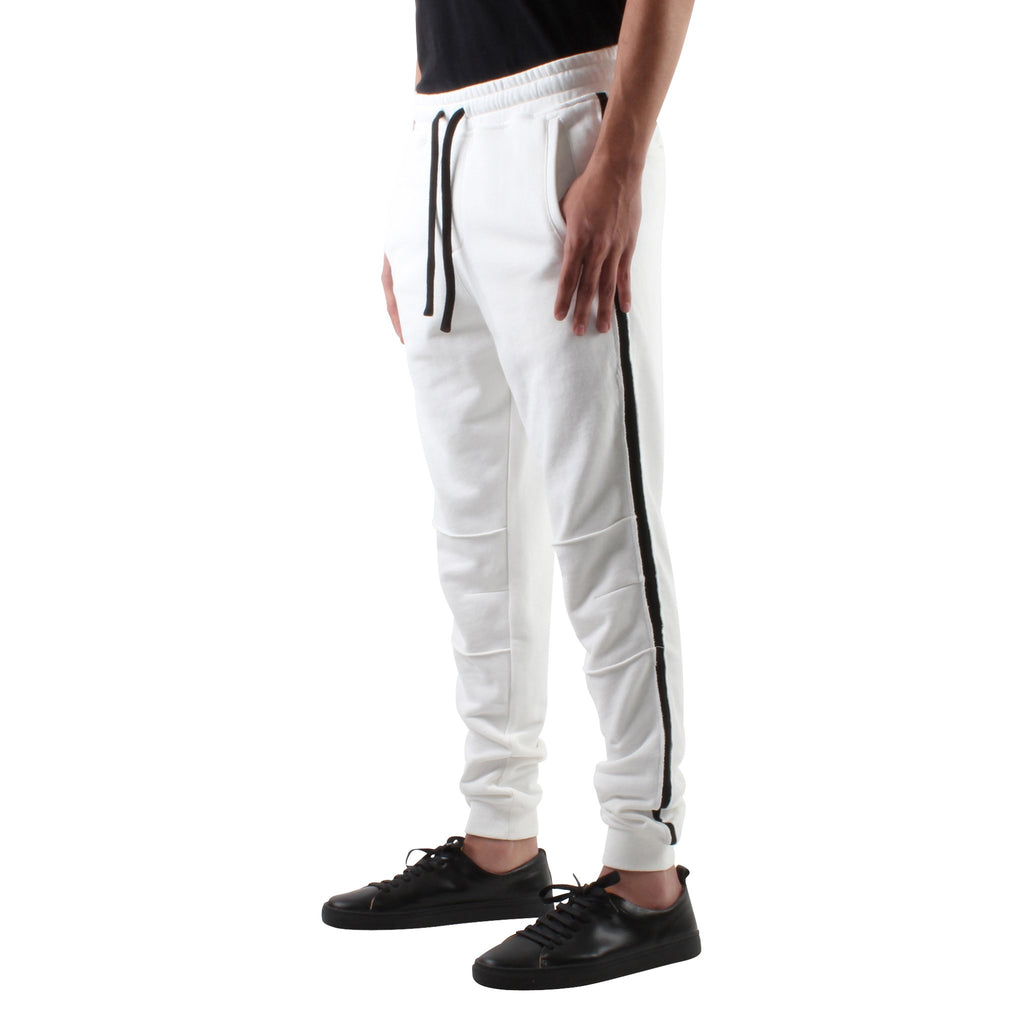 white slim joggers