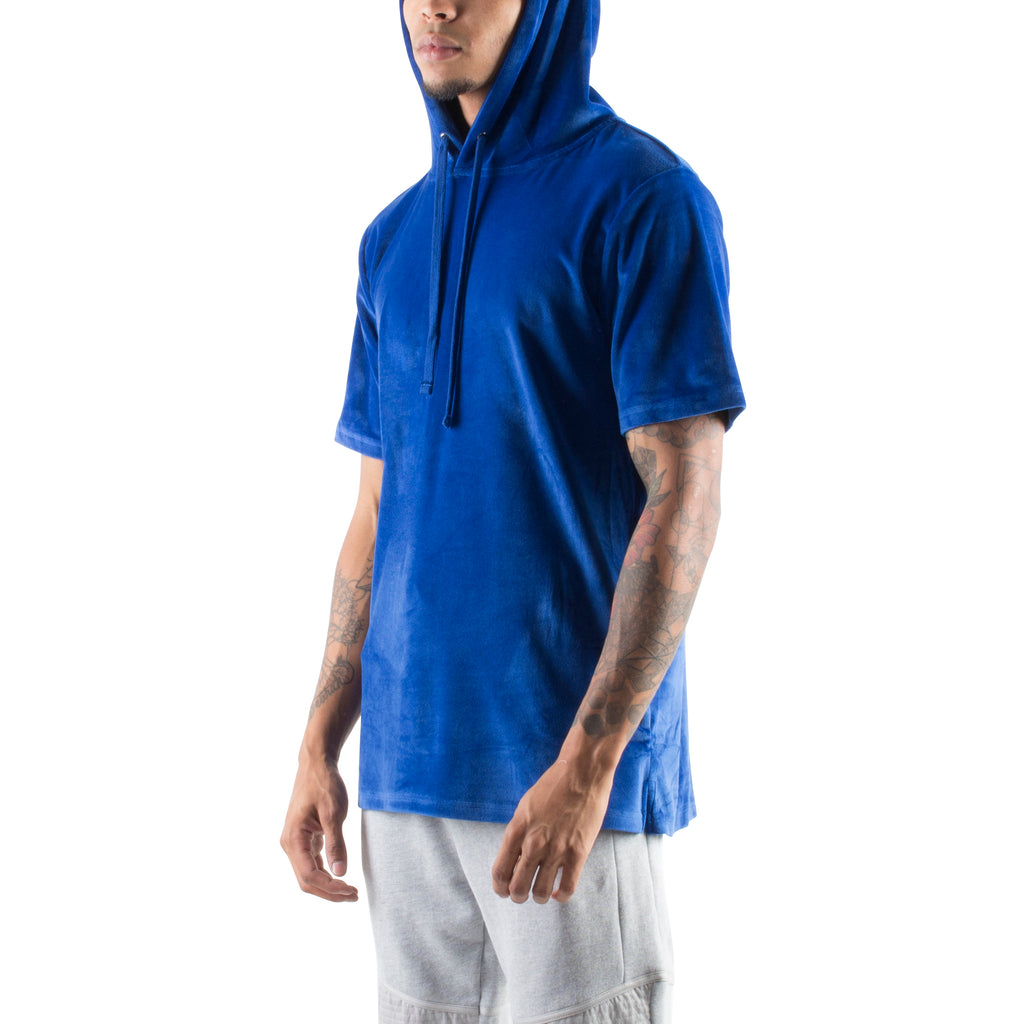 blue velour hoodie