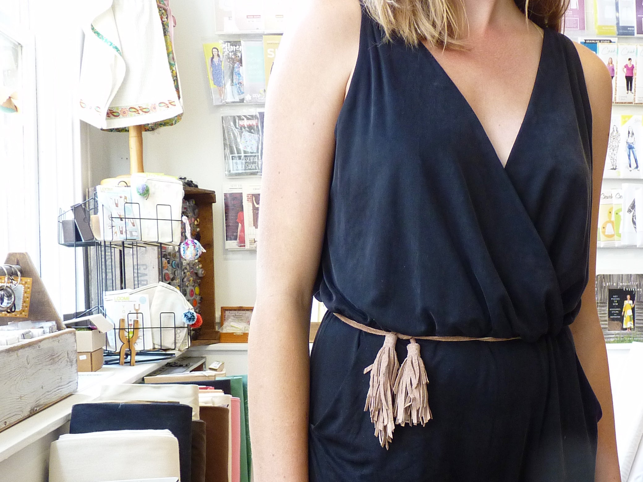 black knit cupro jumpsuit