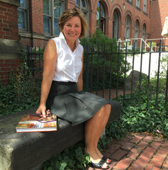 Nan wearing the Study Hall Skirt outside the Old Schoolhouse!