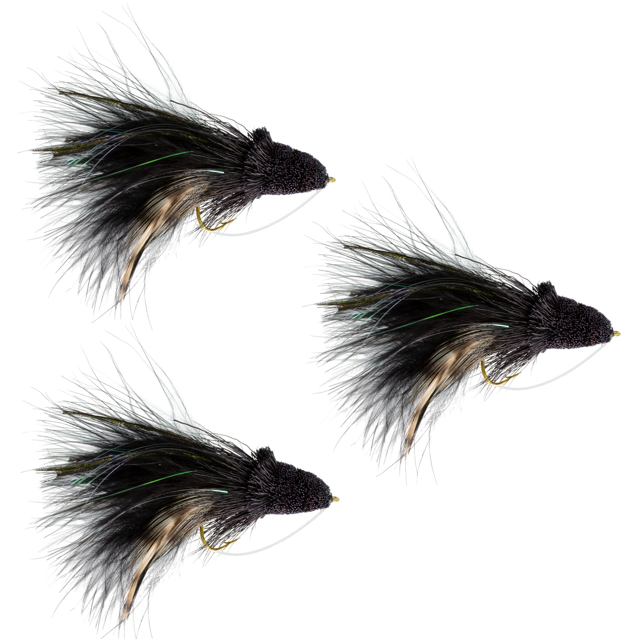 3 Pack Deer Hair Diver Size 4 - Swimming Frog Bass Fly Fishing Bug Wid