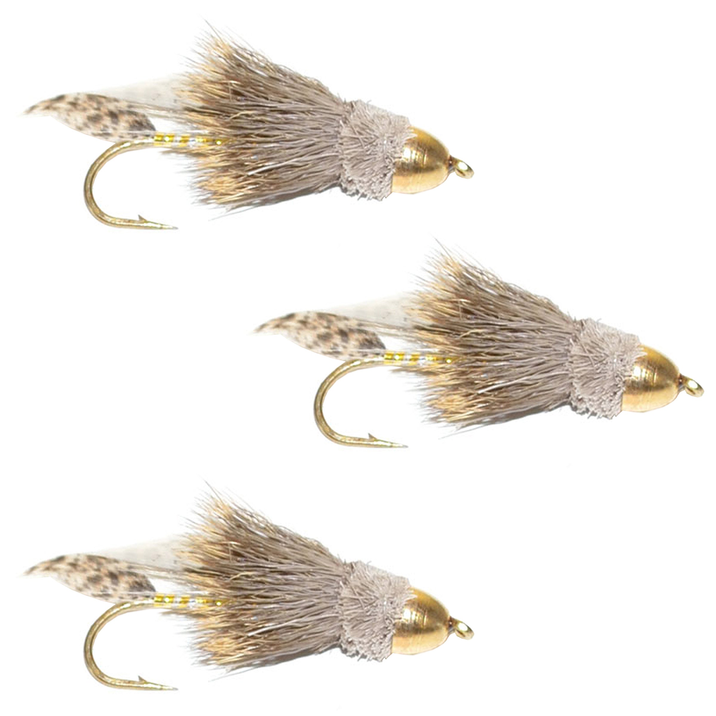 3 Pack Balanced Leech Size 8 - Brown Tungsten Bead Head Jig Lake Strea