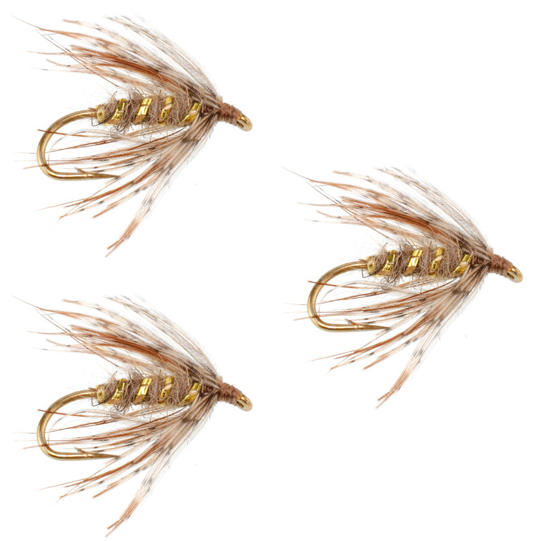 3 Pack Soft Hackle March Brown Partridge Fly Fishing Wet Flies