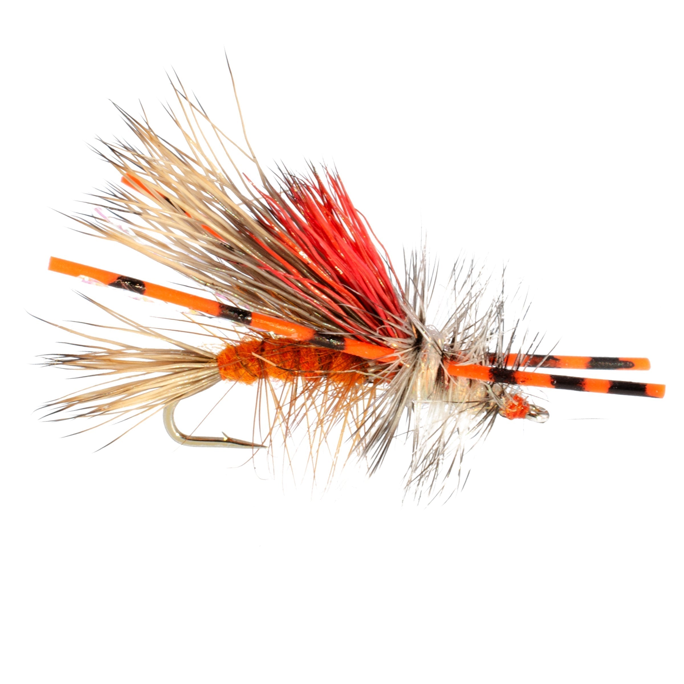 3 Pack Kaufmann's Orange Crystal Stimulator Rubber Legs Dry Fly - Hook