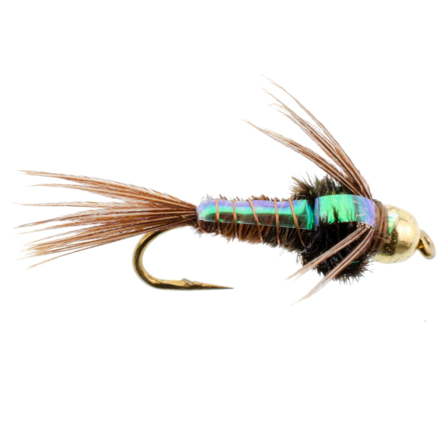Bead Head Flash Back Pheasant Tail Nymph Fly Fishing Flies - 6 Flies H