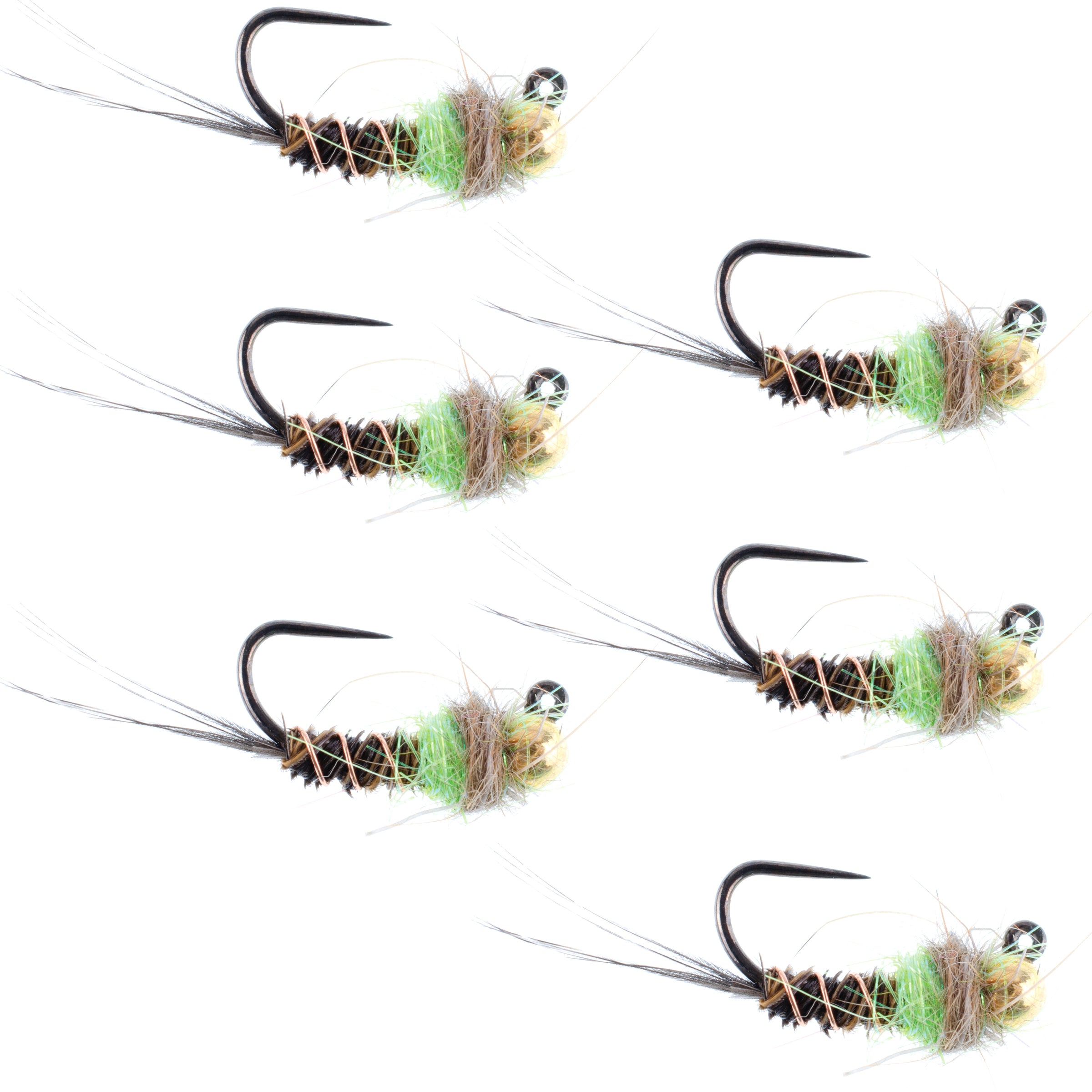 3 Pack Tungsten Bead Duracell Jigged Czech Nymph Euro Nymphing Fly - H