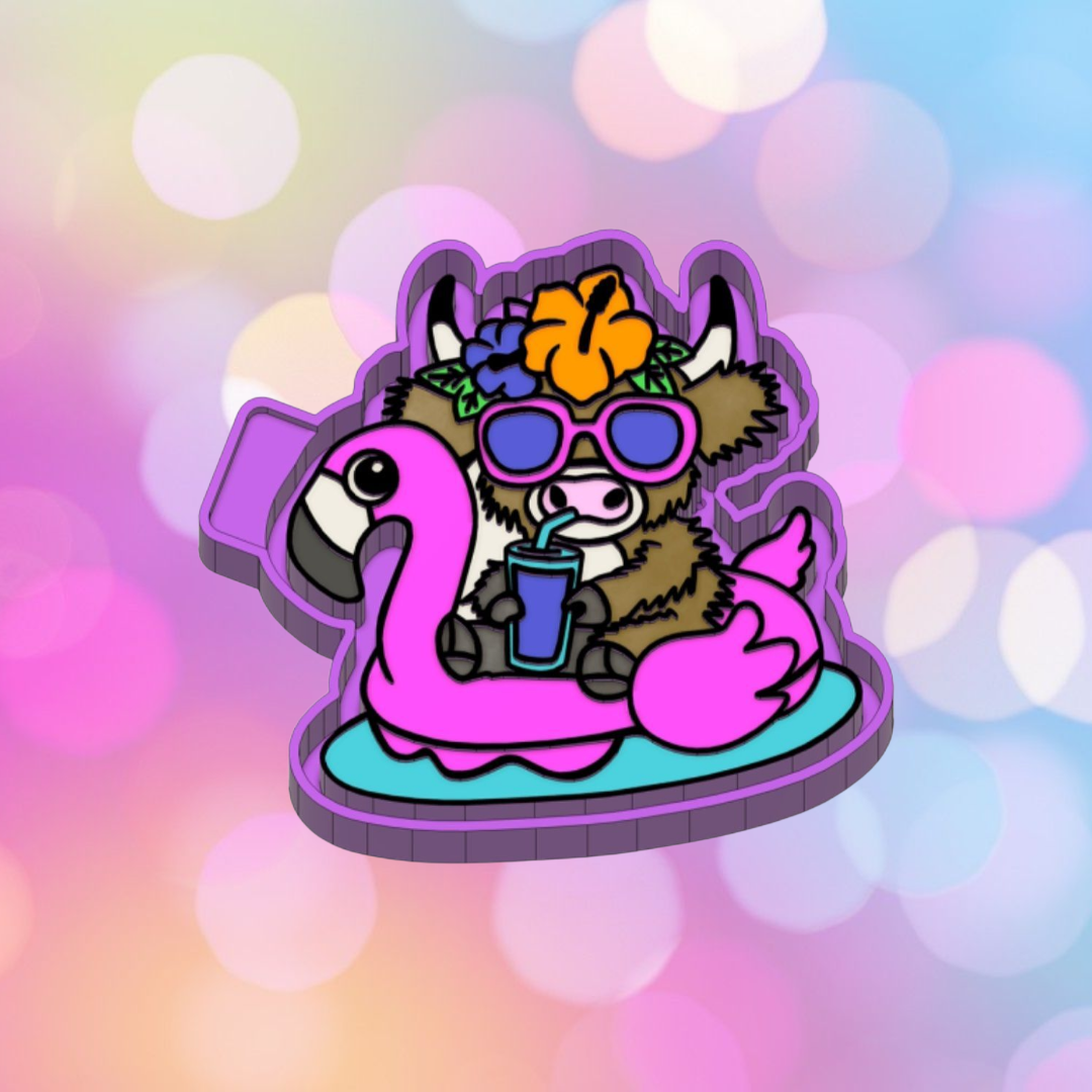 Cow on Flamingo Floatie