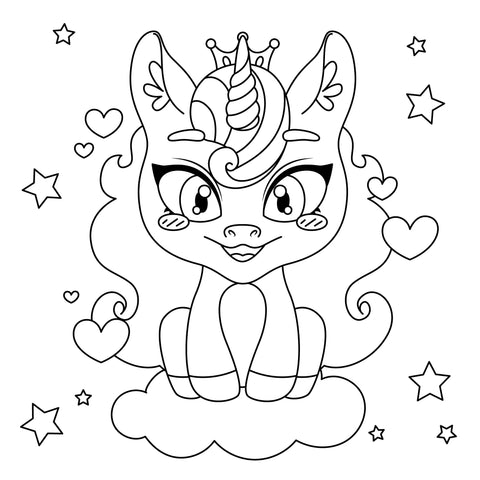 Coloriage chat licorne