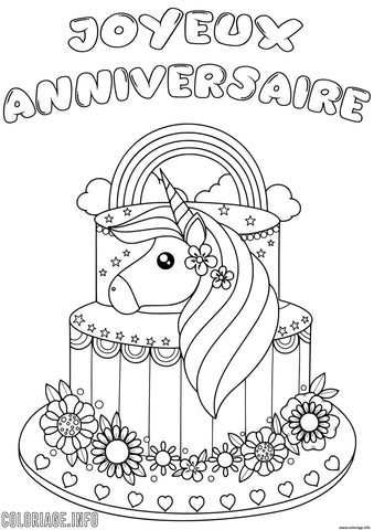 Coloriage anniversaire licorne