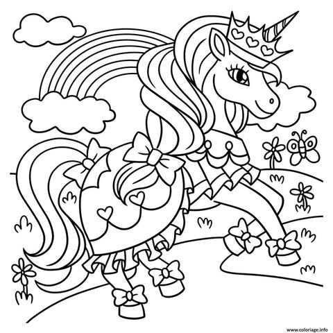 Coloriage princesse licorne