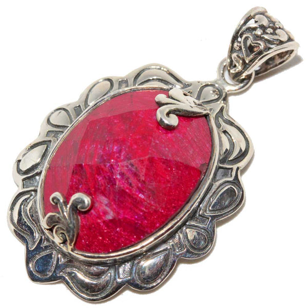 Victorian Style Raw Ruby Oxidized Pendant - Ecart