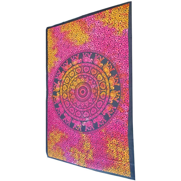 Chakra Star Elephant Mandala Tie Dye Tapestry - Ecart