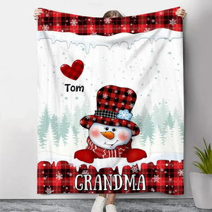 Christmas Snowman Nana - Personalized Custom Blanket - Christmas Gift For Grandma, Mom, Family Members - 50% OFF - PureGoldHive