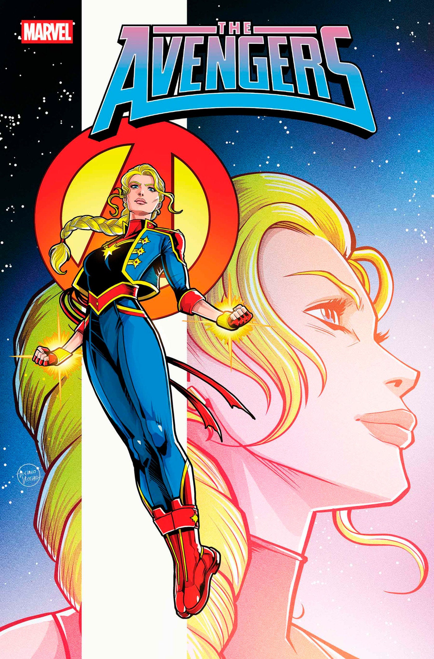 AVENGERS #25 LUCIANO VECCHIO CAPTAIN MARVEL VARIANT (PRE-ORDER: 04/23/2025)