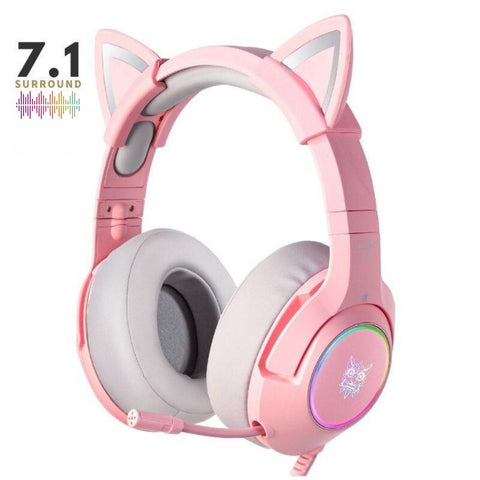 casque rose oreilles de chat