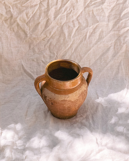 Vintage Olive Oil/Water Jar from Inland Turkey - Glazed Interior