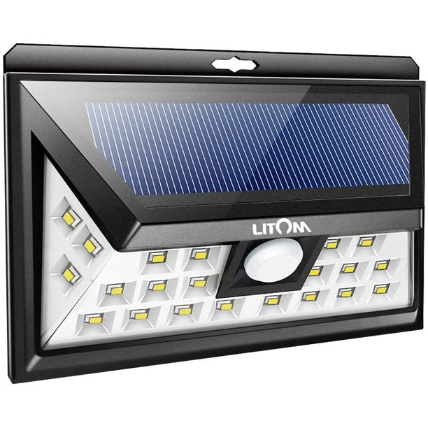 Litom Solar Motion Sensor Lights, Super Brightness, IP65 Waterproof, for Home Security, Front Door, Yard, Garage, Deck, Outdoor, Cool White, FOB KS