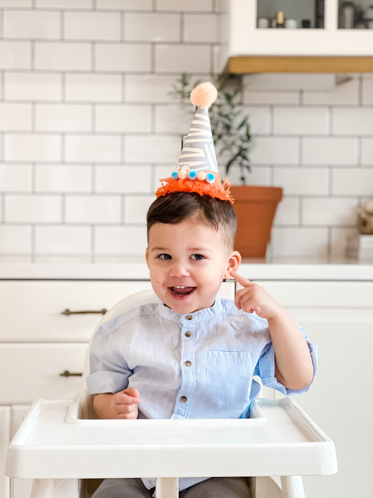 Easy DIY Party Hat Craft with removable wallpaper from rocky mountain decals