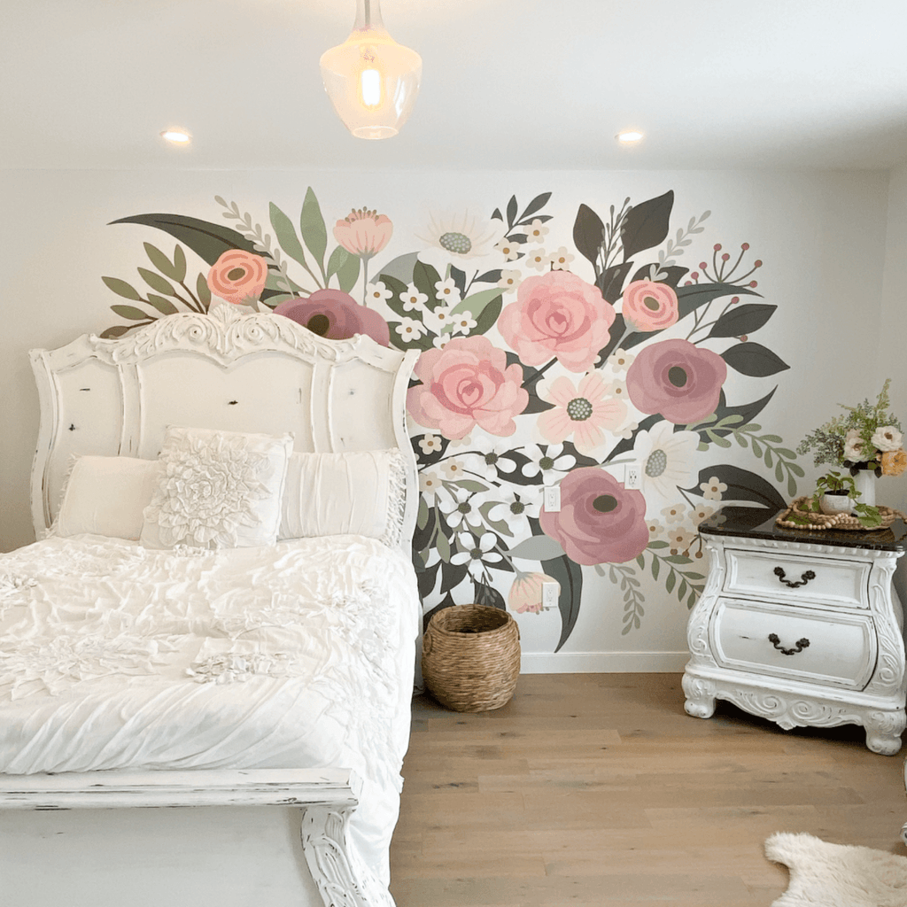 Large floral wall mural for accent wall 2024 home decor accent wall