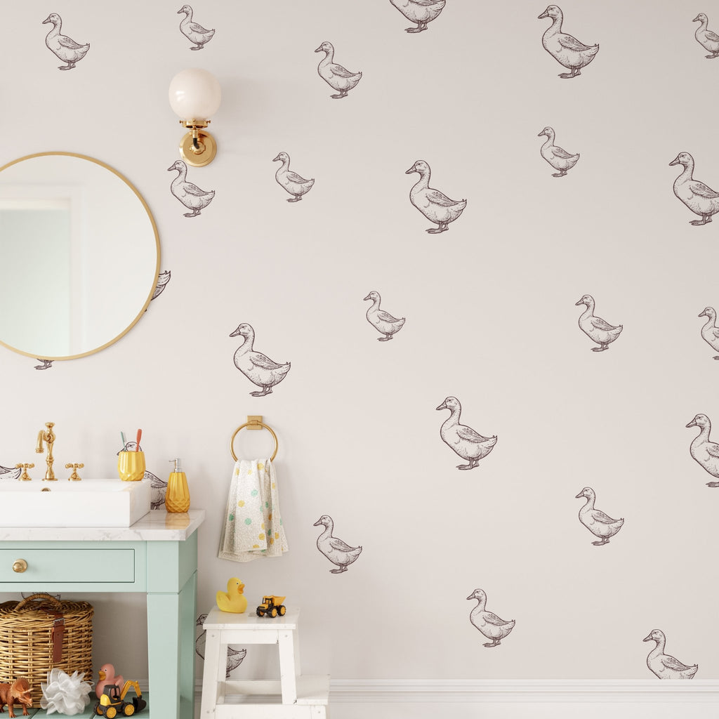 White and black duck wall stickers, duck wall decals for nurseries