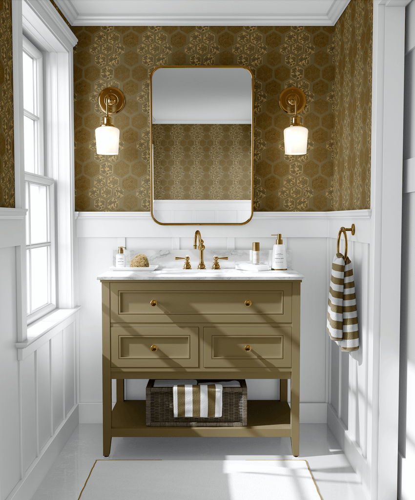 midcentury style bathroom decor with wallpaper self adhesive