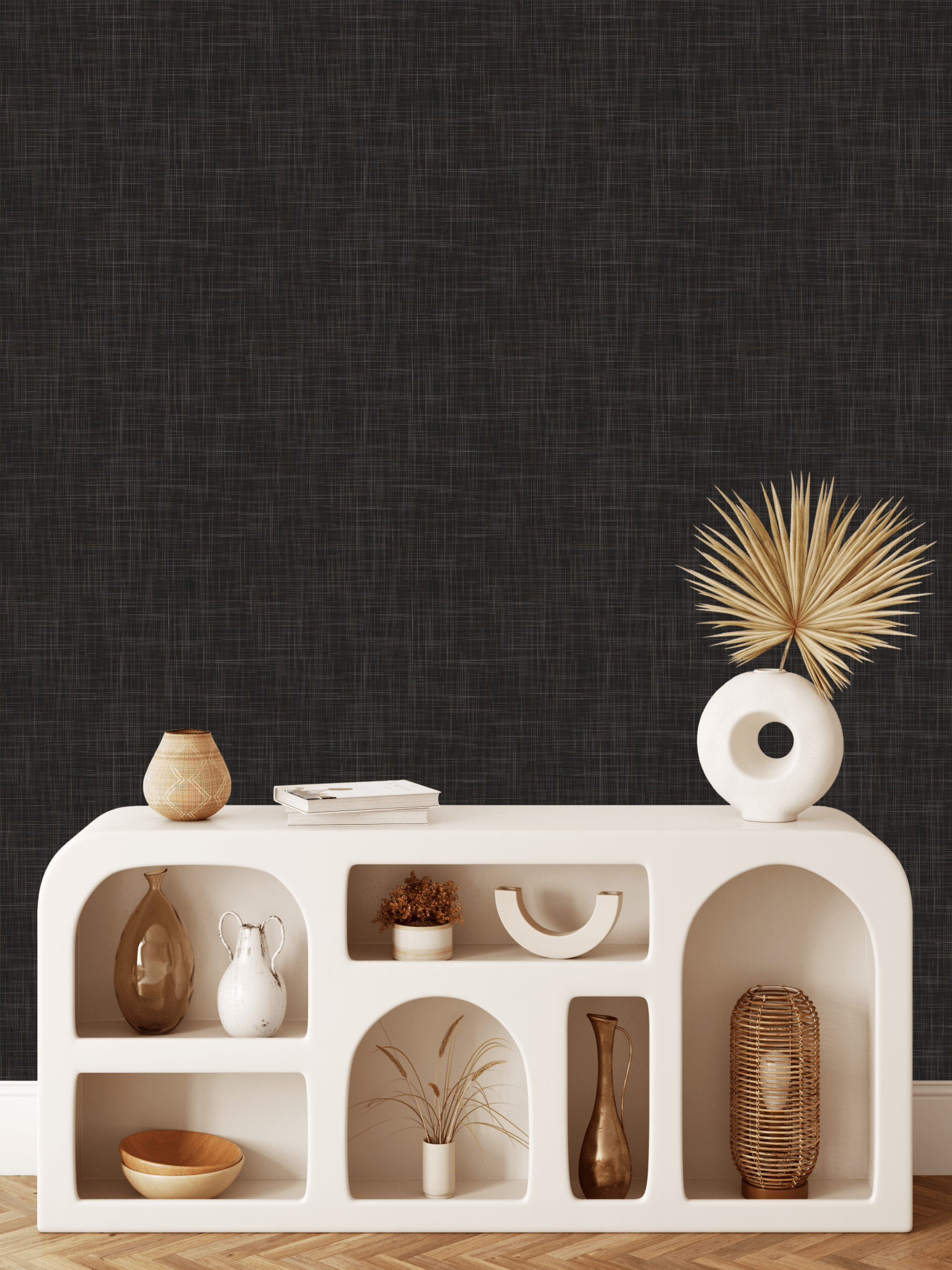 Brown Grasscloth Peel and Stick Wallpaper Textured 17.7