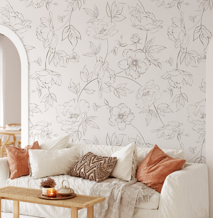 Peonies Wallpaper Bedroom Removable Floral Wallpaper Peonies  Etsy  Room  wallpaper designs Wall decor living room Wallpaper living room