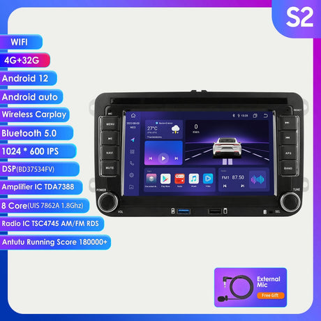  Android 12 System for Volkswagen VW Polo Golf Sedan 2008-2015  Car Stereo With FM AM SWC Car-Play Android Auto GPS Navigation Touch Screen  Upgrade Car Radio Multimedia Player (M500S 8core 4+64G) 