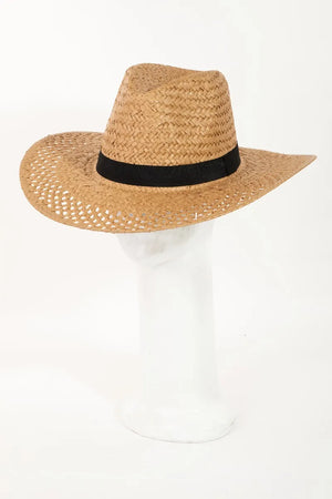 Fame Basket Weave Straw Sun Hat - Southernly Sweet Boutique