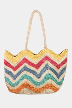 Fame Wavy Rainbow Straw Tote Bag - Southernly Sweet Boutique