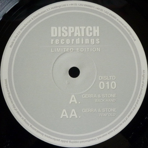 Gerra & Stone ‎– Back Hand / Ten Fold 10" Dispatch Recordings ‎– DISLTD010