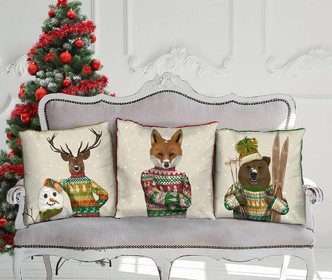 Kelly Stevens-McLaughlan, Fox in Winter Sweater Holiday Pillow / Cushion Cover