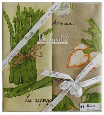 Beauvillé, "Marché d'été" Gift Box of 2 Luxury Kitchen / Tea Towels