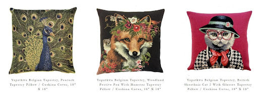 Yapatkwa Belgian Tapestry, Peacock Tapestry Pillow / Cushion Cover