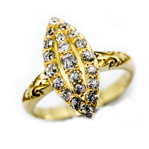 Victorian Navette Shape Diamond Ring