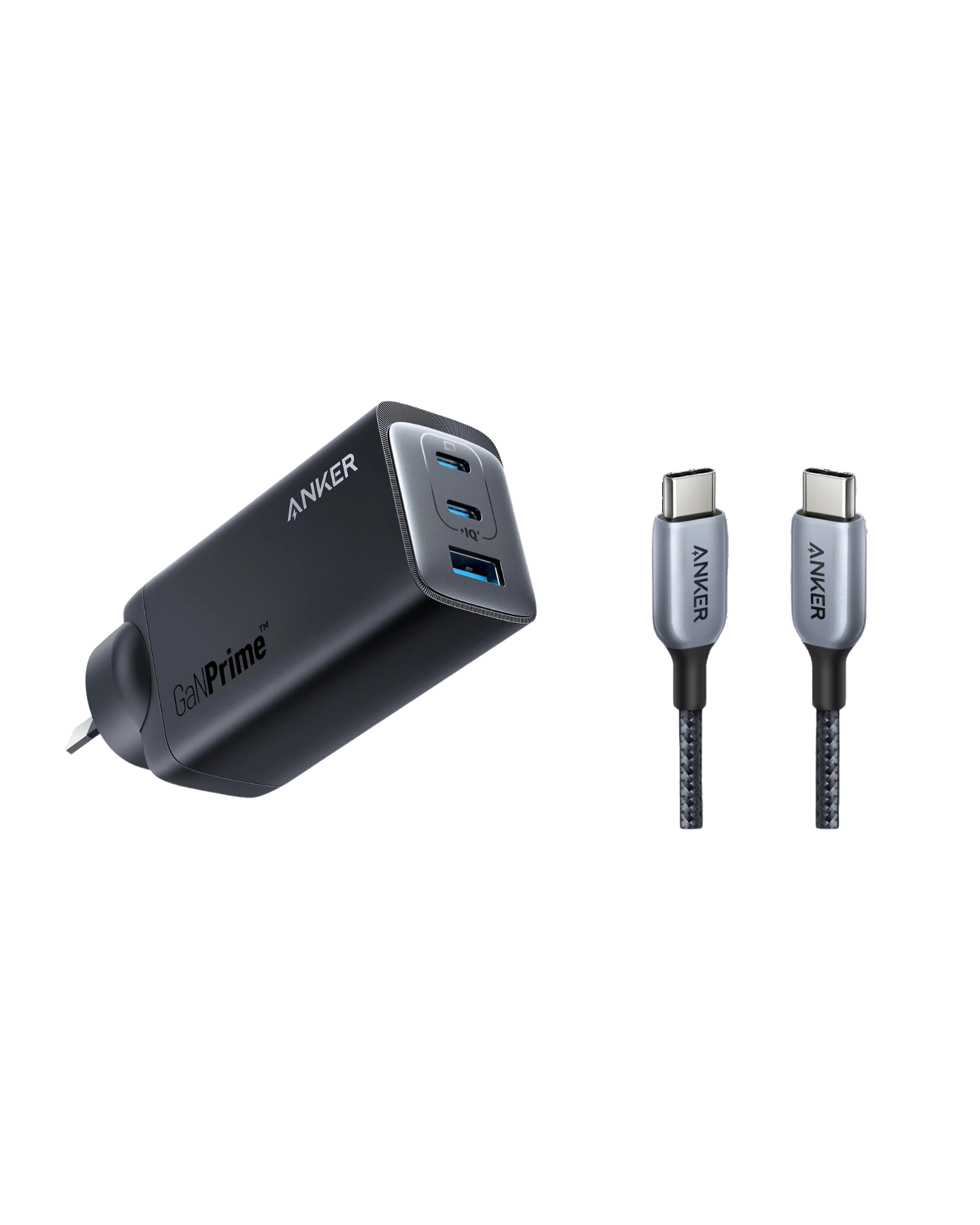 Anker <b>737</b> Charger (GaNPrime 120W) and 3ft Anker 765 USB-C to USB-C Cable (140W Nylon)