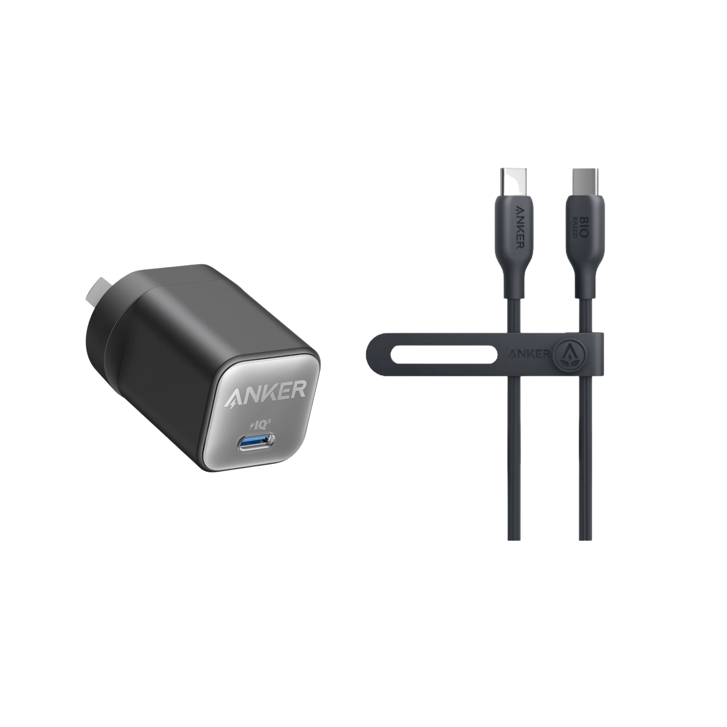 Anker <b>511</b> Charger (Nano 3, 30W) and Anker <b>543</b> USB-C to USB-C Cable (Bio-Based)